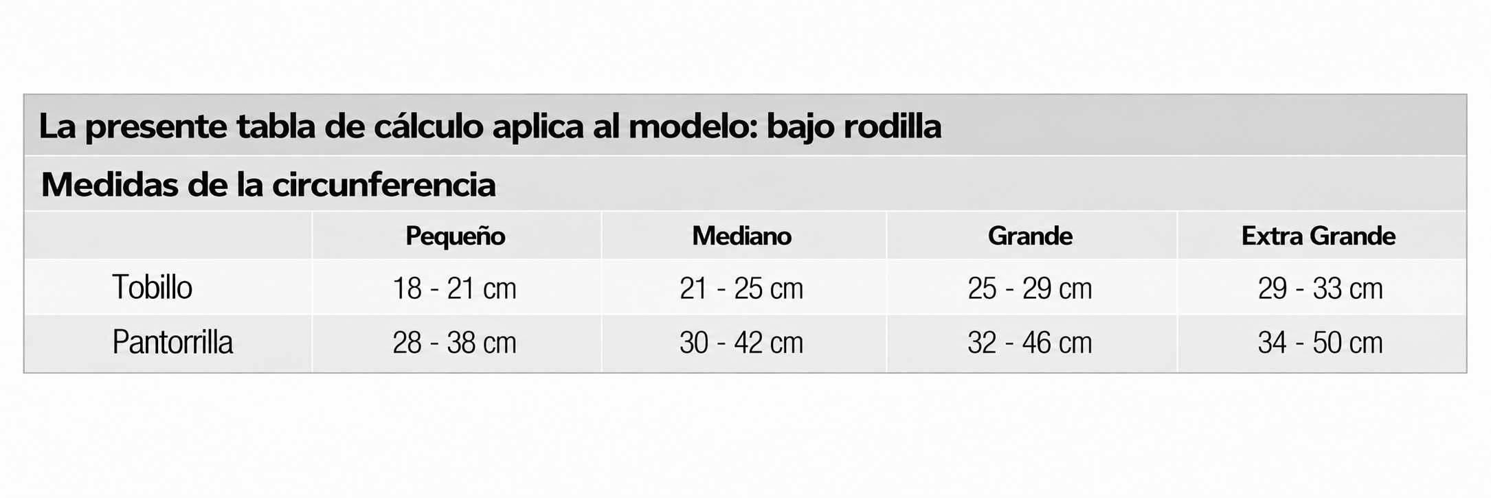 Gu&iacute;a de Tallas Venosan